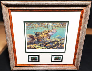 Mark Susinno  2007 Texas Freshwater Stamp Print With Double Stamps - Brand New Custom Sporting Frame