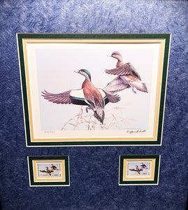 Maynard Reece 1983 Texas Waterfowl Duck Stamp Print With Double Stamps - Brand New Super Custom Sporting Frame