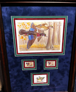 Maynard Reece 1984 Arkansas State Duck Stamp Print With Double Stamp - Brand New Super Custom Sporting Frame