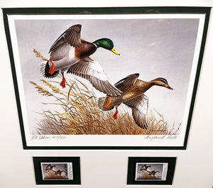 Maynard Reece 1988 National Fish And Wildlife Foundation Ducks Unlimited Edition Stamp Print With Double Stamps" - Autumn Wings - Brand New Super Custom Sporting Frame