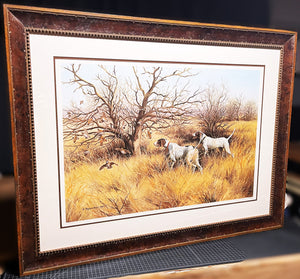 Maynard Reece Pointers And Bobwhites Lithograph Year 1980 - Brand New Custom Sporting  Frame