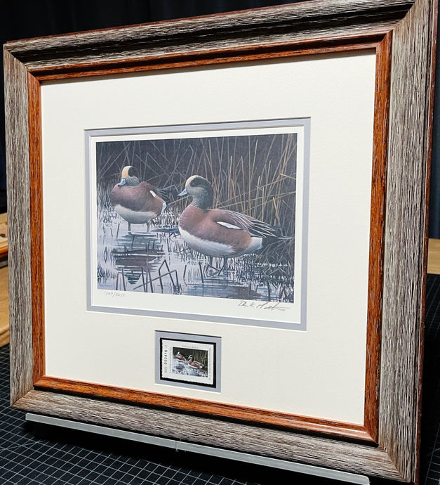 Peter Mathios 2010 Texas Waterfowl Duck Stamp Print With Double Stamps - Brand New Custom Sporting Frame