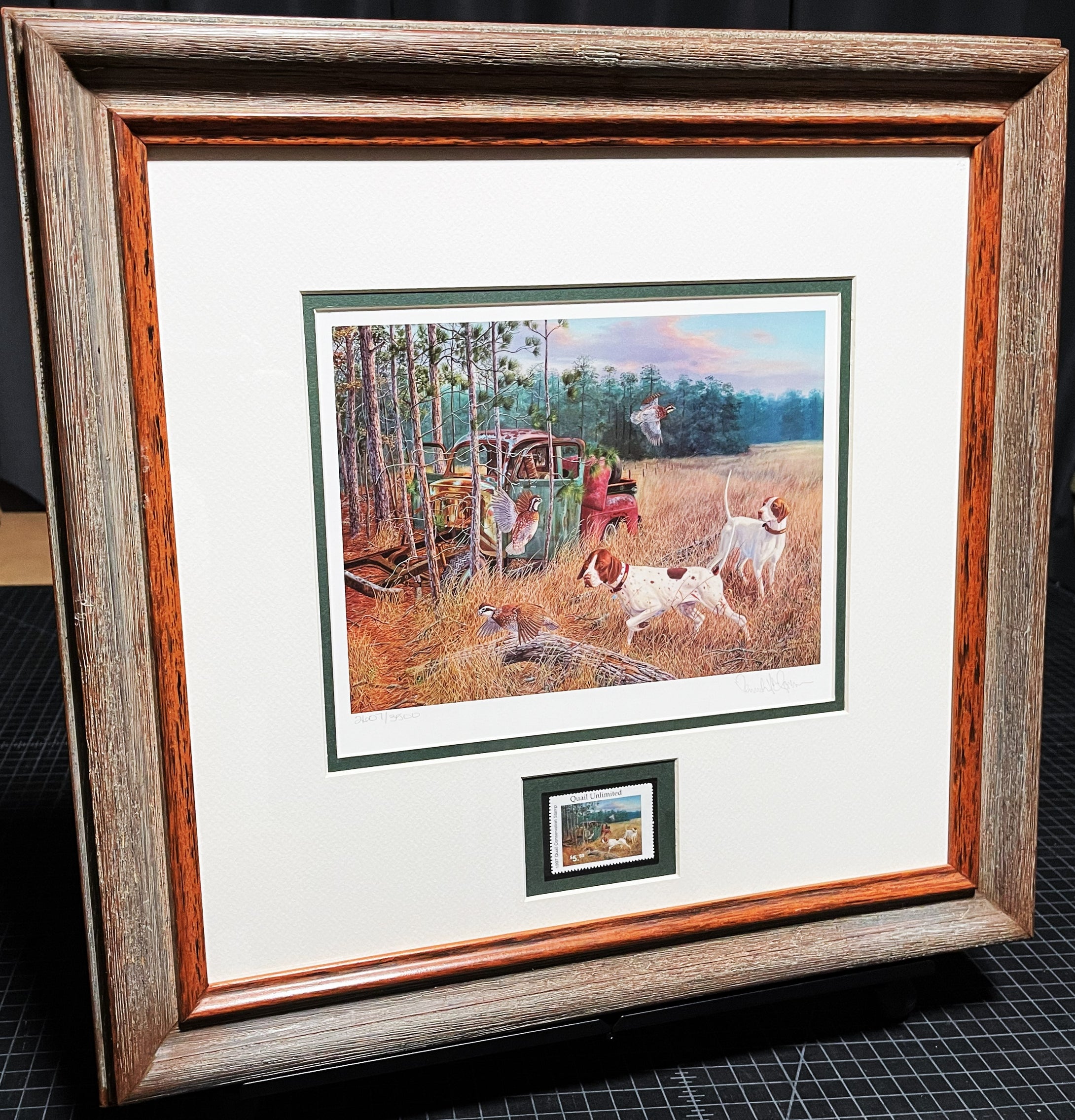 Randy McGovern 1997 Quail Unlimited Stamp Print With Stamp - Brand New Super Custom Sporting Frame