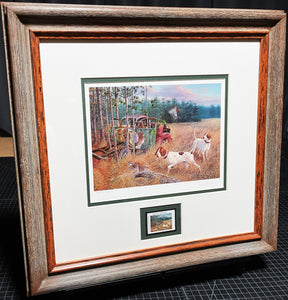 Randy McGovern - "1997 Quail Unlimited Stamp Print With Stamp" - Brand New Custom Sporting Frame