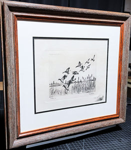 Richard Bishop Pitchin' In Dry-Point Etching Print Year 1940's - Brand New Super Custom Sporting Frame