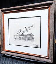 Load image into Gallery viewer, Richard Bishop Pitchin&#39; In Dry-Point Etching Print Year 1940&#39;s - Brand New Super Custom Sporting Frame