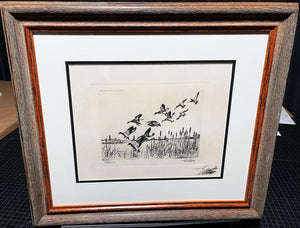 Richard Bishop Pitchin' In Dry-Point Etching Print Year 1940's - Brand New Super Custom Sporting Frame