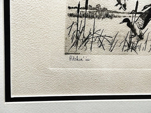 Richard Bishop Pitchin' In Dry-Point Etching Print Year 1940's - Brand New Super Custom Sporting Frame
