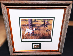 Robert Christie  2001 Quail Unlimited Stamp Print With Stamp - Brand New Custom Sporting Frame