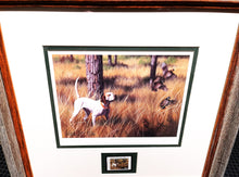 Load image into Gallery viewer, Robert Christie  2001 Quail Unlimited Stamp Print With Stamp - Brand New Custom Sporting Frame