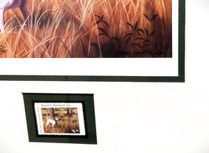 Robert Christie  2001 Quail Unlimited Stamp Print With Stamp - Brand New Custom Sporting Frame