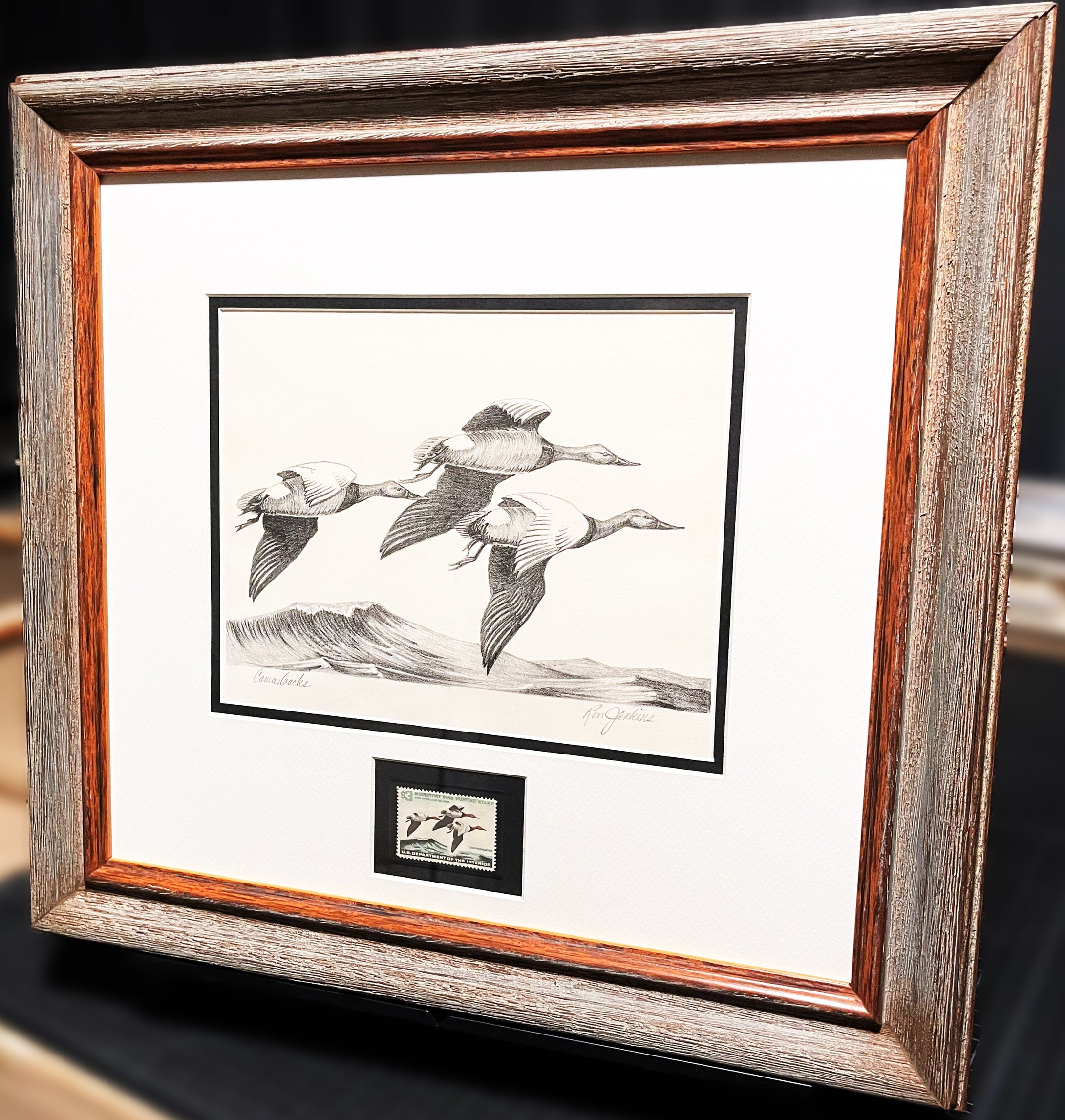 Ron Jenkins  1965 Federal Waterfowl Duck Stamp Print With Stamp - Brand New Custom Sporting Frame