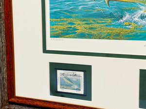 Ronnie Wells - "1992 Coastal Conservation Association CCA Stamp Print With Double Stamps" - Brand New Custom Sporting Frame