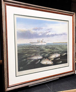 Ronnie Wells - Bay Water Specks - Lithograph AP - Brand New Custom Sporting Frame