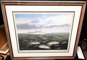 Ronnie Wells - Bay Water Specks - Lithograph AP - Brand New Custom Sporting Frame