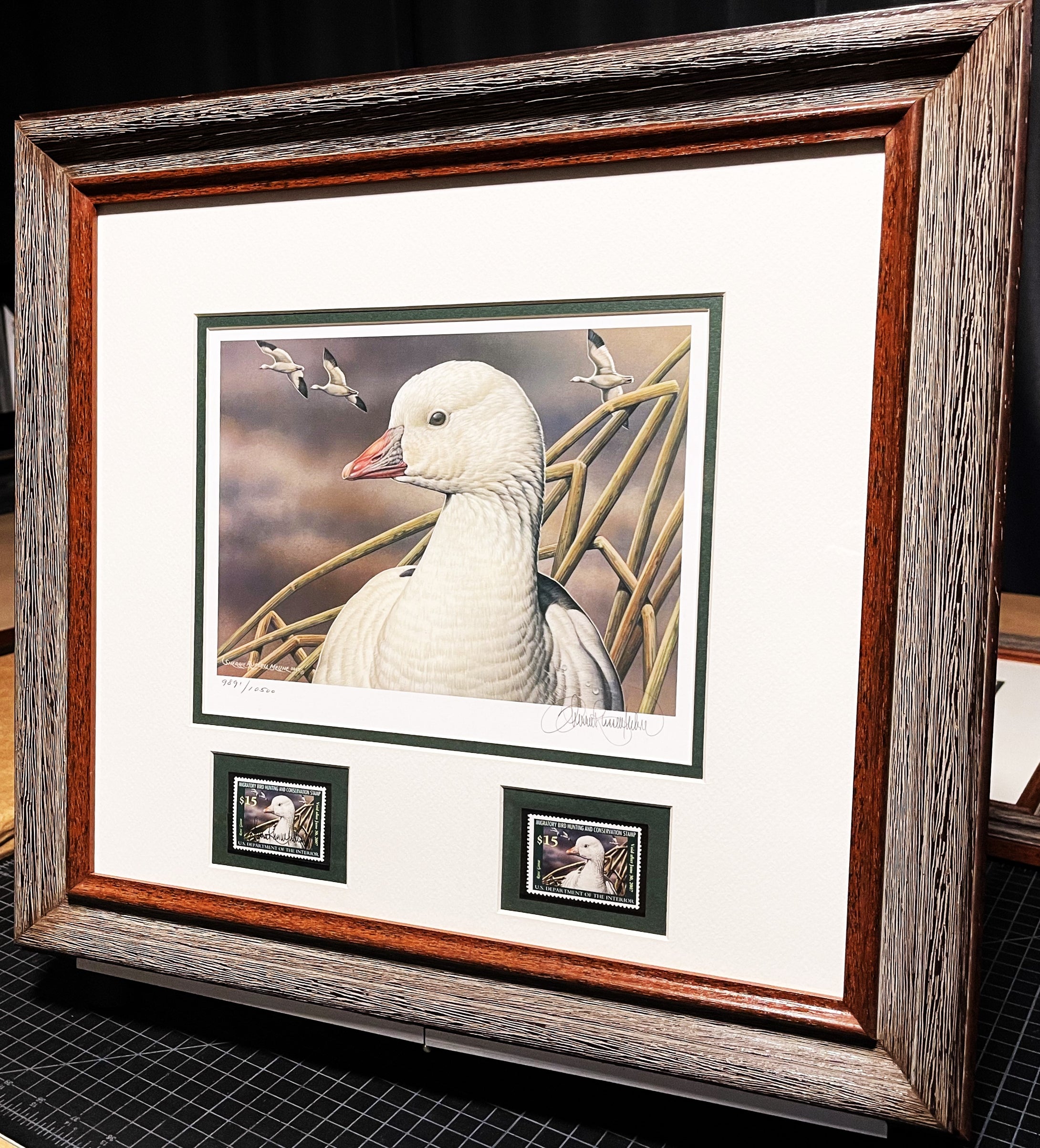 Sherrie Russell Meline 2006 Federal Duck  Stamp Print With Double Stamps - Brand New Custom Sporting Frame
