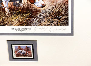 Thompson Crowe 1985 Quail Unlimited Stamp Print With Stamp - Brand New Super Custom Sporting Frame