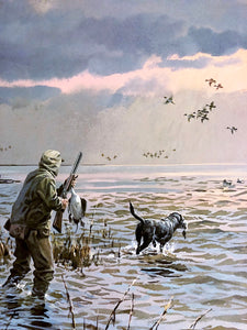 John P. Cowan Coming Home Lithograph Gold Medallion Edition Year 1985 - Brand New Super Custom Sporting Frame