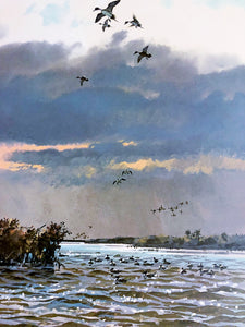 John P. Cowan Coming Home Lithograph Gold Medallion Edition Year 1985 - Brand New Super Custom Sporting Frame