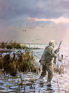John P. Cowan Coming Home Lithograph Gold Medallion Edition Year 1985 - Brand New Super Custom Sporting Frame
