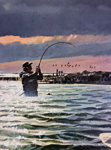 John P. Cowan Sundown School Lithograph Year 1989 - Brand New Super Custom Sporting Frame