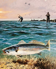 Load image into Gallery viewer, John P. Cowan 1989 Texas Saltwater Stamp Print With Stamp - Brand New Super Custom Sporting Frame
