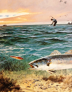 John P. Cowan 1989 Texas Saltwater Stamp Print With Stamp - Brand New Super Custom Sporting Frame
