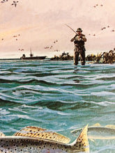 Load image into Gallery viewer, John P. Cowan 1989 Texas Saltwater Stamp Print With Stamp - Brand New Super Custom Sporting Frame