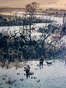 John P. Cowan - Autumn Snows and Blues-  Lithograph 1977 - Brand New Custom Sporting Frame