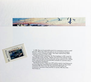 Herb Booth - 1988 Texas Saltwater Stamp Print With Double Stamps - Brand New Custom Sporting Frame