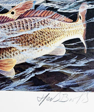 Load image into Gallery viewer, Herb Booth - 1988 Texas Saltwater Stamp Print With Double Stamps - Brand New Custom Sporting Frame
