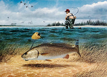 Load image into Gallery viewer, John Dearman 1990 Texas Saltwater Stamp Print With Double Stamps - Brand New Super Custom Sporting Frame
