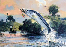 Load image into Gallery viewer, John P. Cowan 1986 Gulf Coastal Conservation Association CCA GCCA Stamp Print With Stamp - Brand New Super Custom Sporting Frame