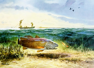 John P. Cowan 1986 Texas Saltwater Stamp Print With Stamp - Brand New Super Custom Sporting Frame