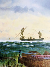 Load image into Gallery viewer, John P. Cowan 1986 Texas Saltwater Stamp Print With Stamp - Brand New Super Custom Sporting Frame