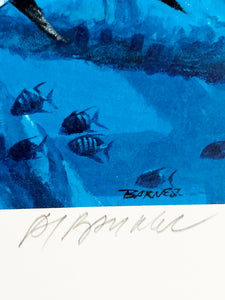 Al Barnes - 1993 Texas Saltwater Stamp Print With Stamp - Brand New Custom Sporting Frame