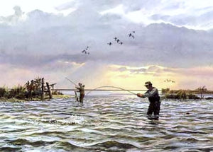 John P. Cowan Catchin' Up Lithograph Artist Proof Year 1998 - Brand New Super Custom Sporting Frame