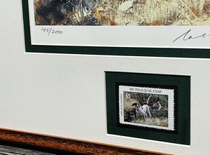 Robert Abbett - 2001 Texas Quail Stamp Print With Stamp - Brand New Custom Sporting Frame