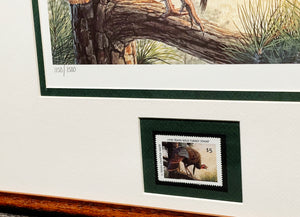 Al Agnew - 1990 Texas Wild Turkey Stamp Print With Stamp - Brand New Custom Sporting Frame