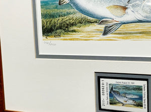 Al Agnew 1991 Texas Saltwater Stamp Print With Stamp - Brand New Custom Sporting Frame