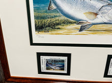 Load image into Gallery viewer, Al Agnew - 1991 Texas Saltwater Stamp Print With Double Stamps - Brand New Custom Sporting Frame