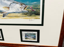 Load image into Gallery viewer, Al Agnew 1991 Texas Saltwater Stamp Print With Double Stamps - Brand New Custom Sporting Frame