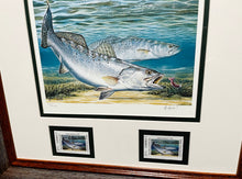 Load image into Gallery viewer, Al Agnew 1991 Texas Saltwater Stamp Print With Double Stamps - Brand New Custom Sporting Frame