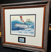 Load image into Gallery viewer, Al Barnes 1985 Gulf Coastal Conservation Association GCCA CCA Stamp Print With Stamp - Brand New Custom Sporting Frame
