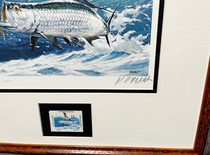 Al Barnes 1985 Gulf Coastal Conservation Association GCCA CCA Stamp Print With Stamp - Brand New Super Custom Sporting Frame