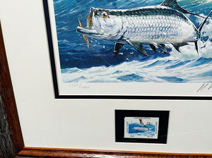 Al Barnes 1985 Gulf Coastal Conservation Association GCCA CCA Stamp Print With Stamp - Brand New Super Custom Sporting Frame