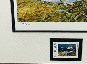 Al Barnes - 1987 Texas Saltwater Stamp Print With Stamp - Brand New Custom Sporting Frame