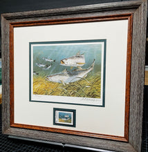 Load image into Gallery viewer, Al Barnes - 1987 Texas Saltwater Stamp Print With Stamp - Brand New Custom Sporting Frame