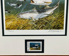 Load image into Gallery viewer, Al Barnes - 1987 Texas Saltwater Stamp Print With Stamp - Brand New Custom Sporting Frame