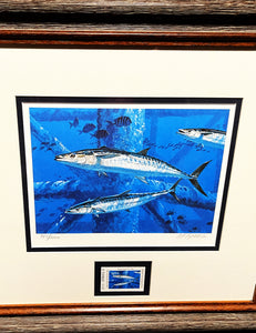 Al Barnes - 1993 Texas Saltwater Stamp Print With Stamp - Brand New Custom Sporting Frame